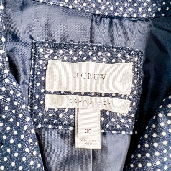 J. Crew Navy Polka Dot Schoolboy Blazer Jacket Size 00 - Picture 6 of 10